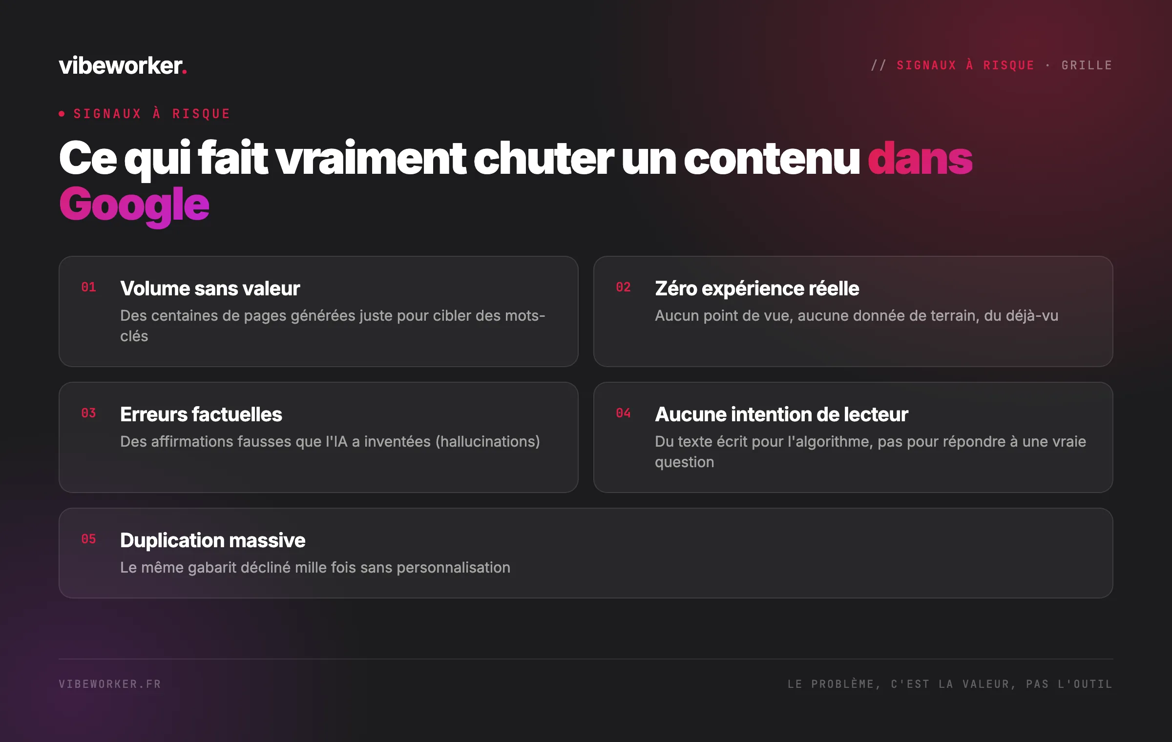 Ce qui fait vraiment chuter un contenu dans Google